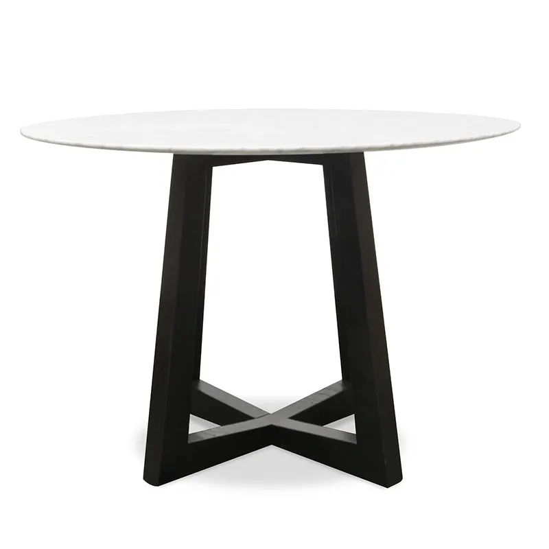 1.15m Round Marble Dining Table - Black Base