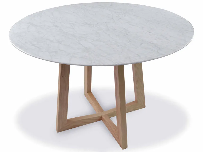 5m Marble Round Dining Table - Natural