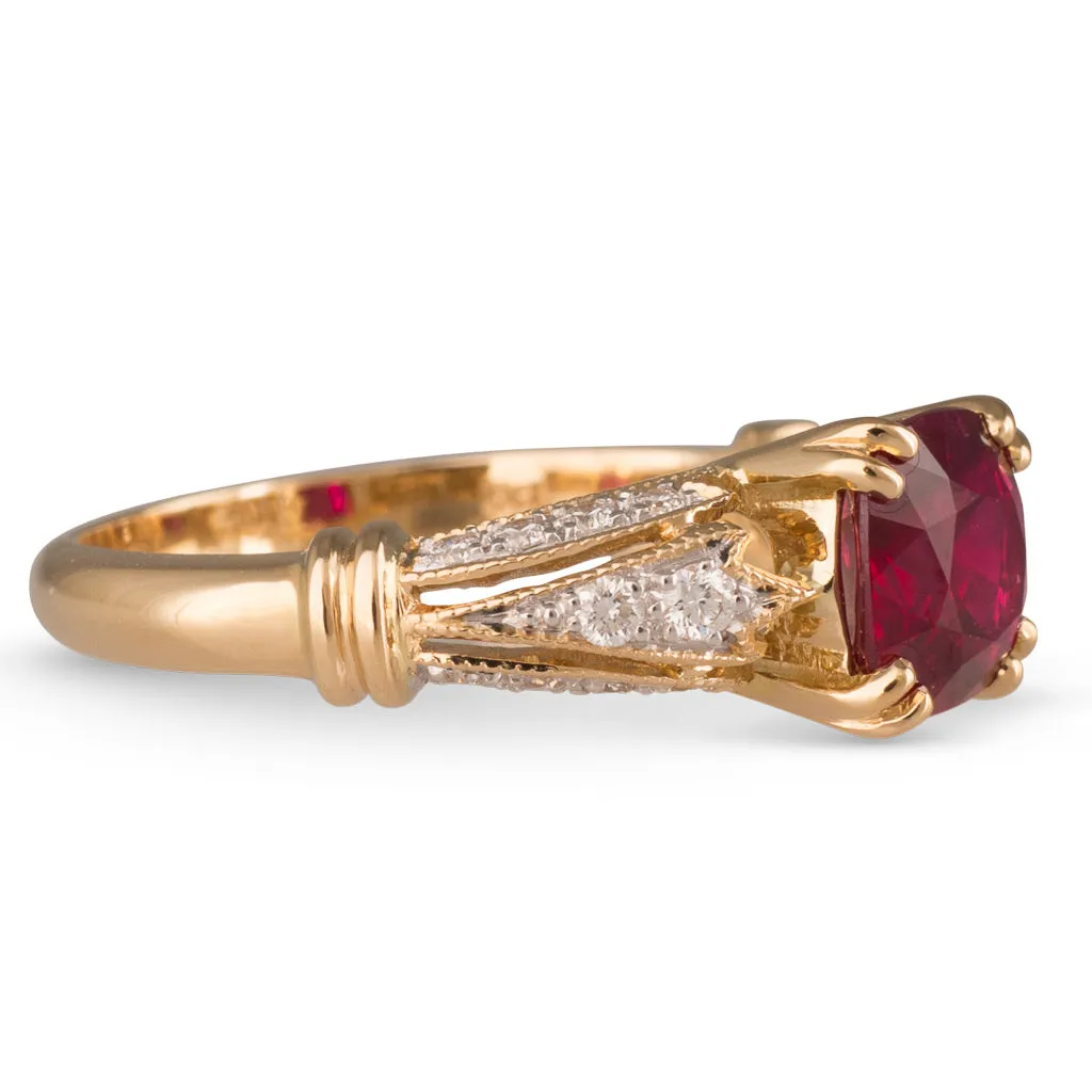 Antique Style Ruby & Diamond Ring