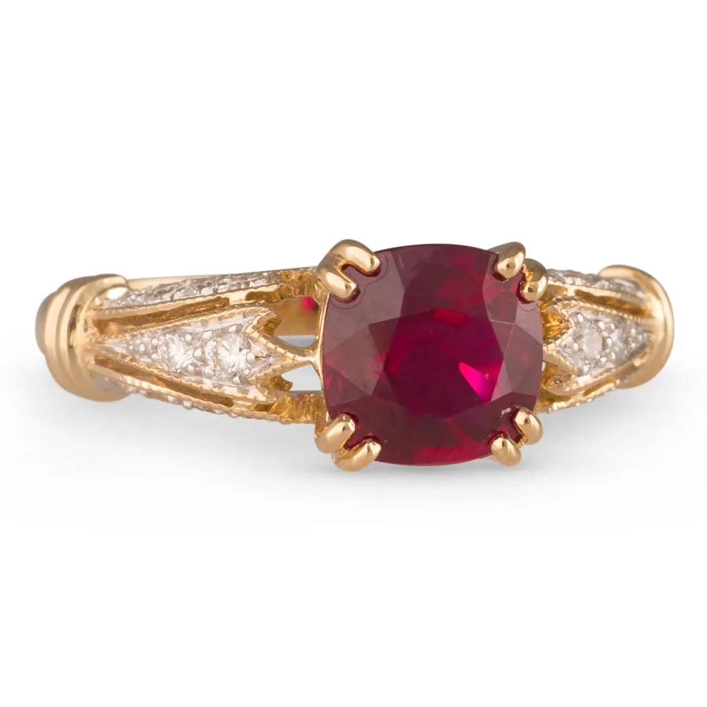 Antique Style Ruby & Diamond Ring