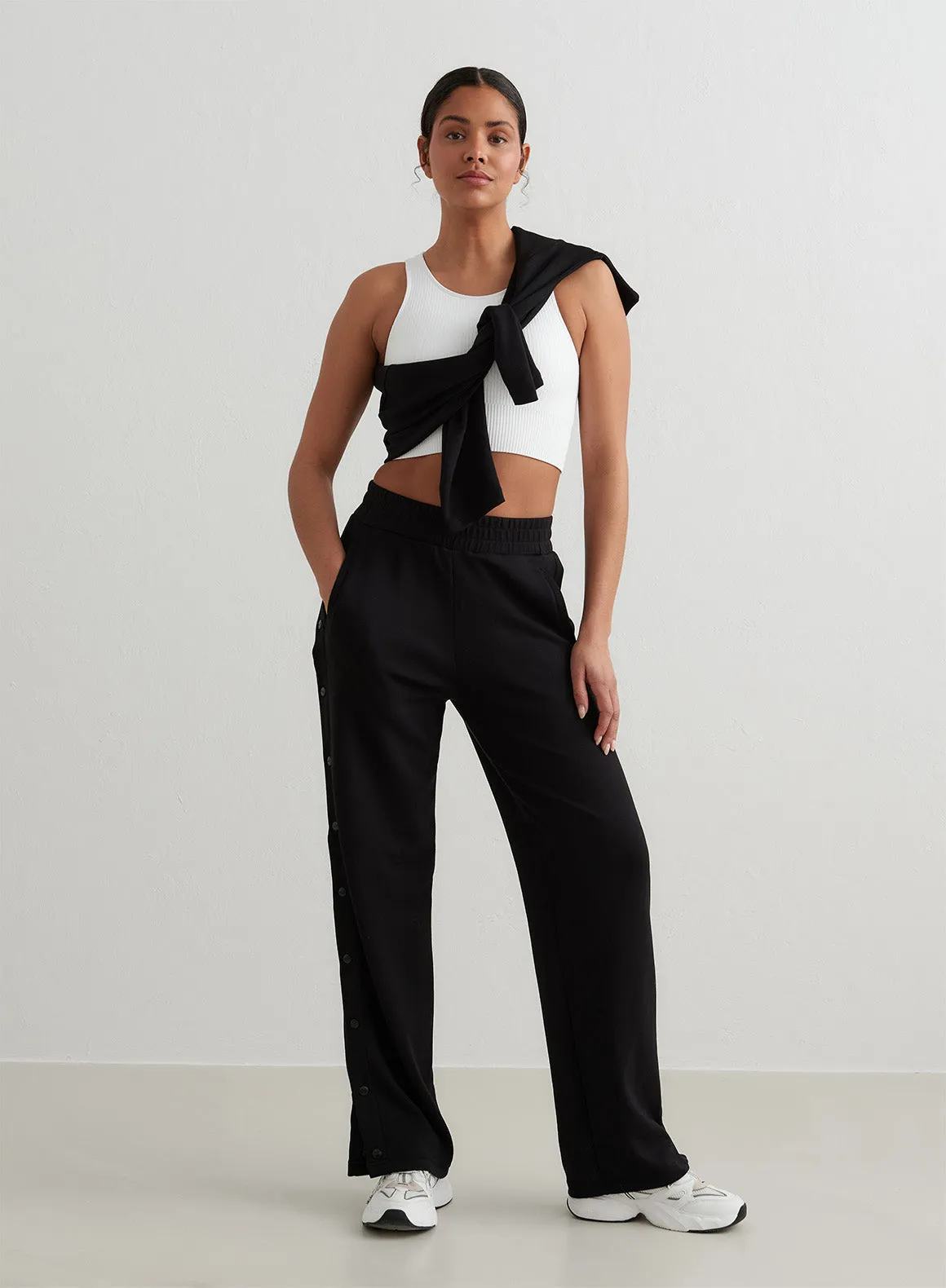 Black Comfy Modal Buttoned Pants