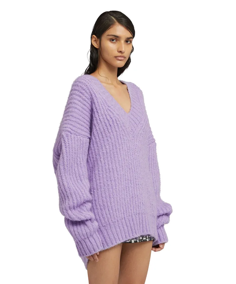 Blended wool v-neck sweater "Warm Winter" Lilac