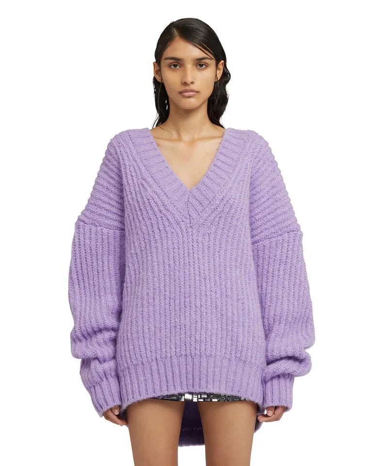 Blended wool v-neck sweater "Warm Winter" Lilac