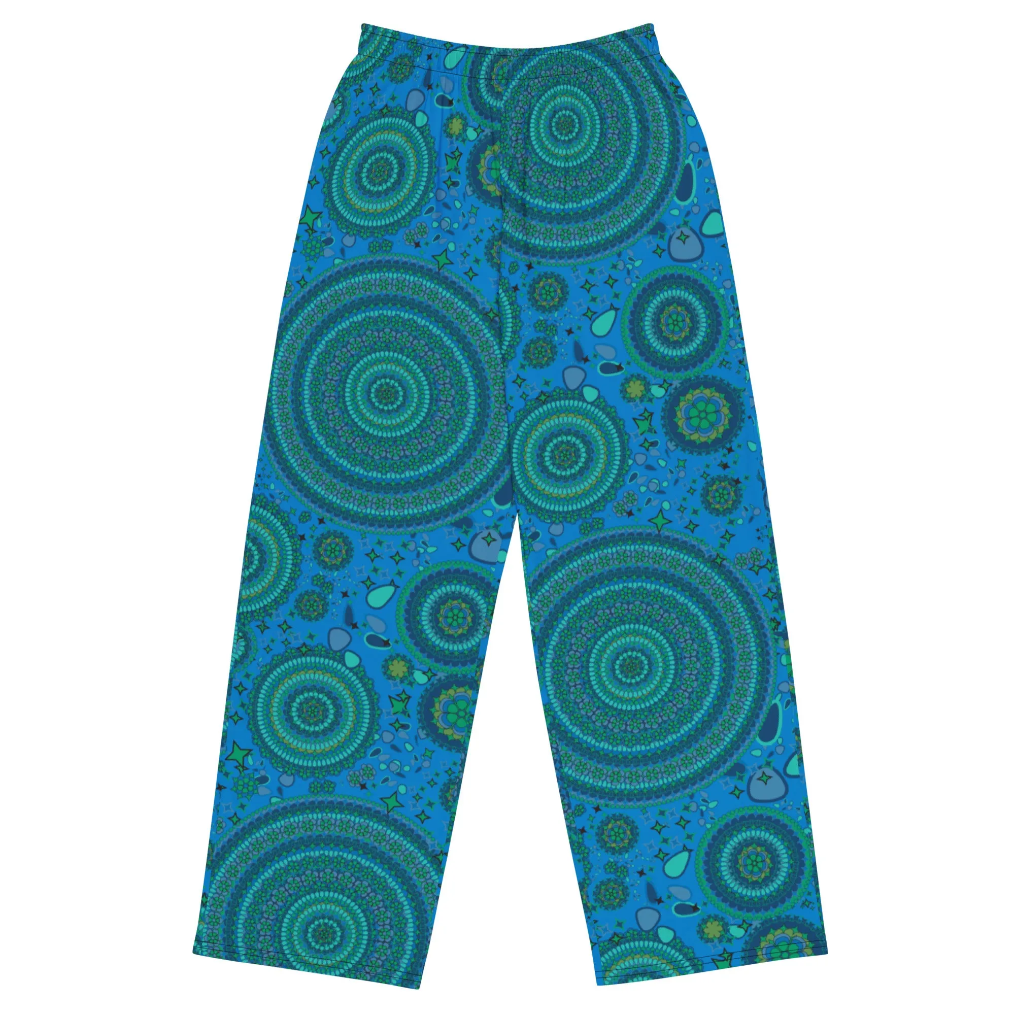 blue madalion meditation unisex wide-leg pants