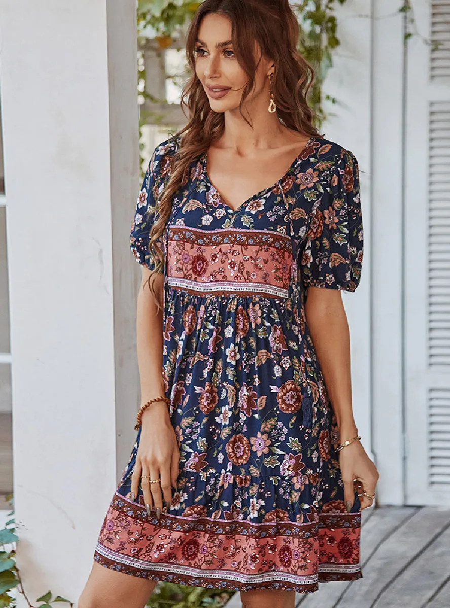 Bohemian Leisure Holiday Wind Print Fresh Dress