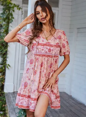 Bohemian Leisure Holiday Wind Print Fresh Dress