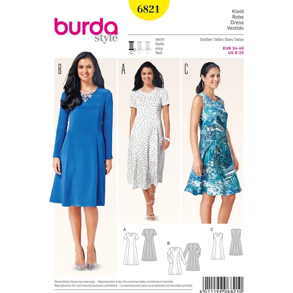 Burda B6821 Dresses Sewing Pattern