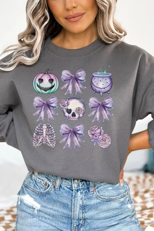 CALI Halloween Purple Teal Pumpkin Skull Sweatshirt