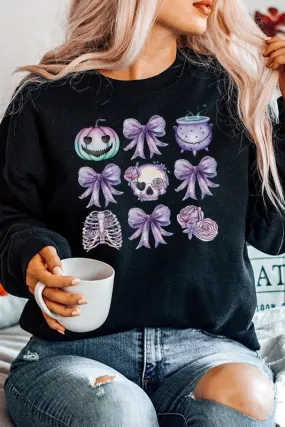 CALI Halloween Purple Teal Pumpkin Skull Sweatshirt