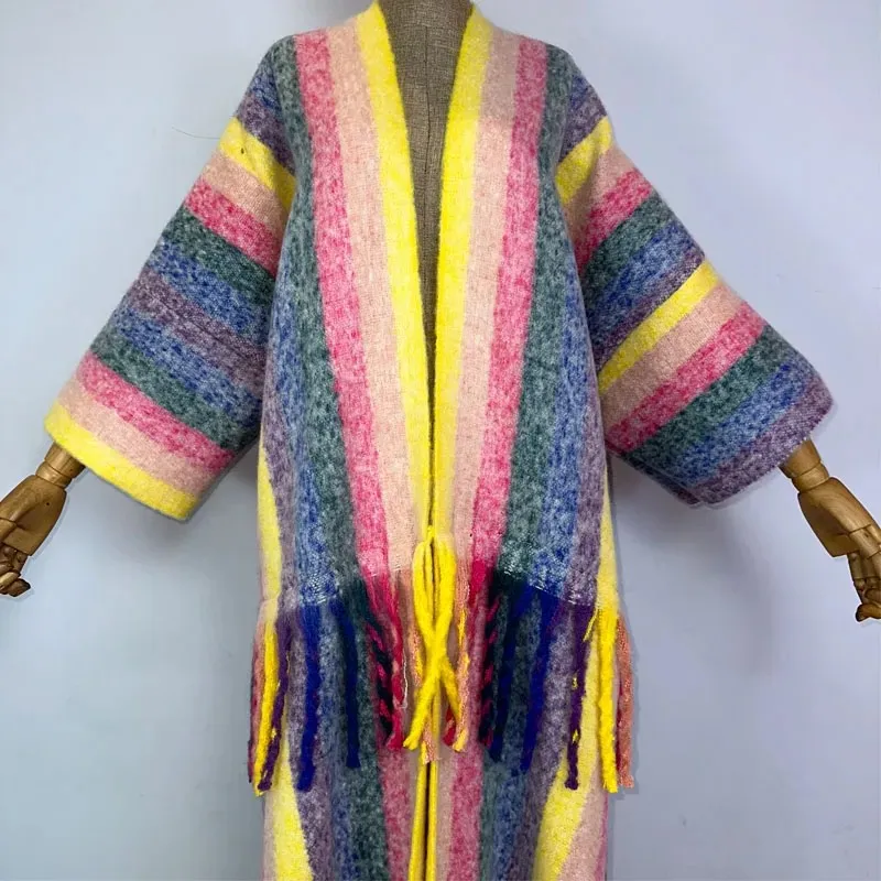 Cascade Striped Wool Kimono