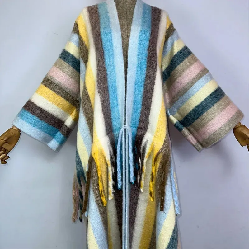 Cascade Striped Wool Kimono