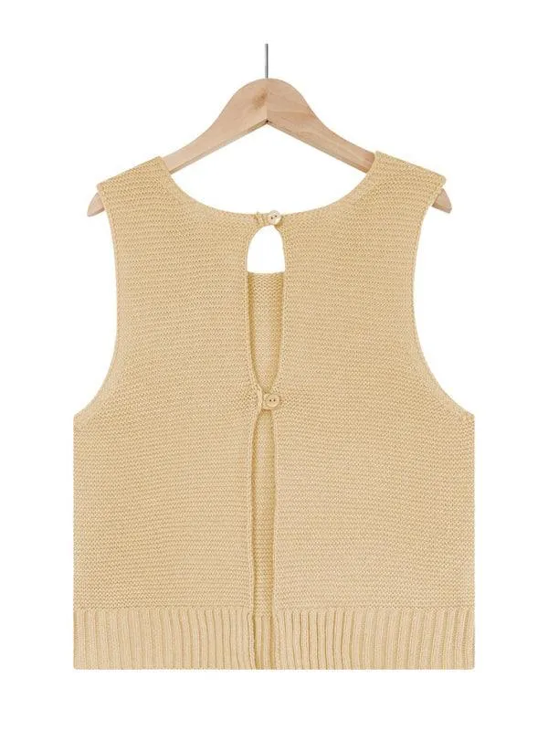 Chic Sleeveless Knit Vest with Elegant Button Details - Women's Essential Top for Spring-Summer