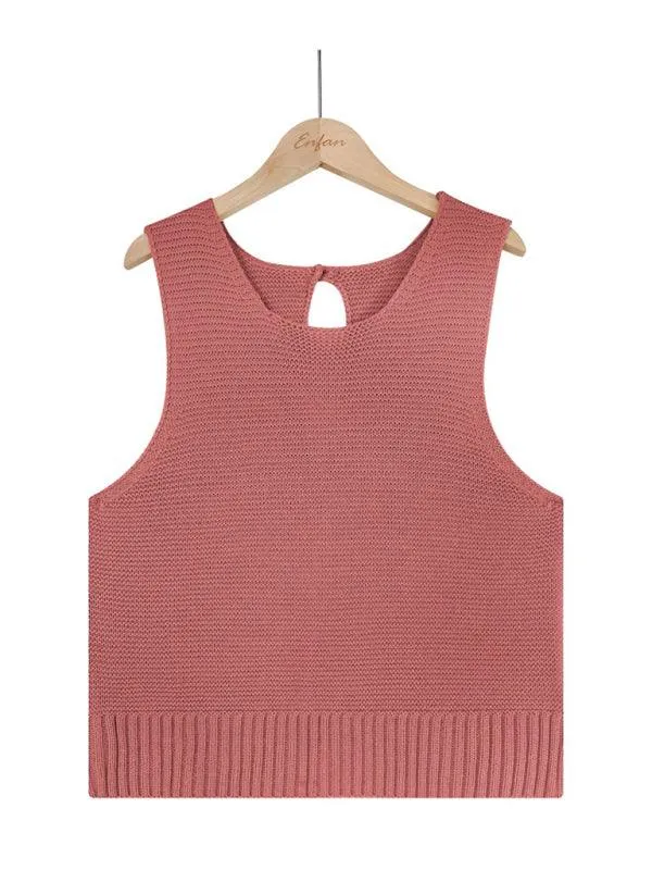 Chic Sleeveless Knit Vest with Elegant Button Details - Women's Essential Top for Spring-Summer