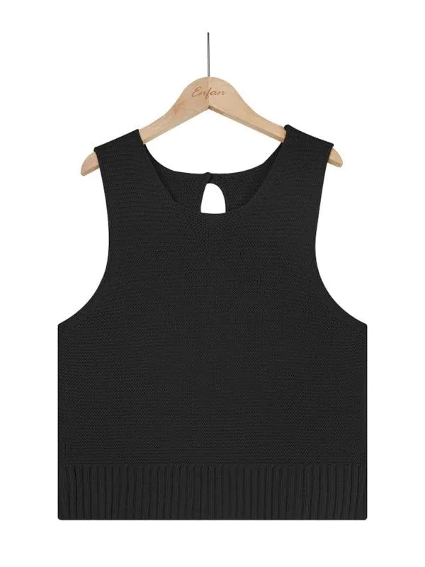 Chic Sleeveless Knit Vest with Elegant Button Details - Women's Essential Top for Spring-Summer