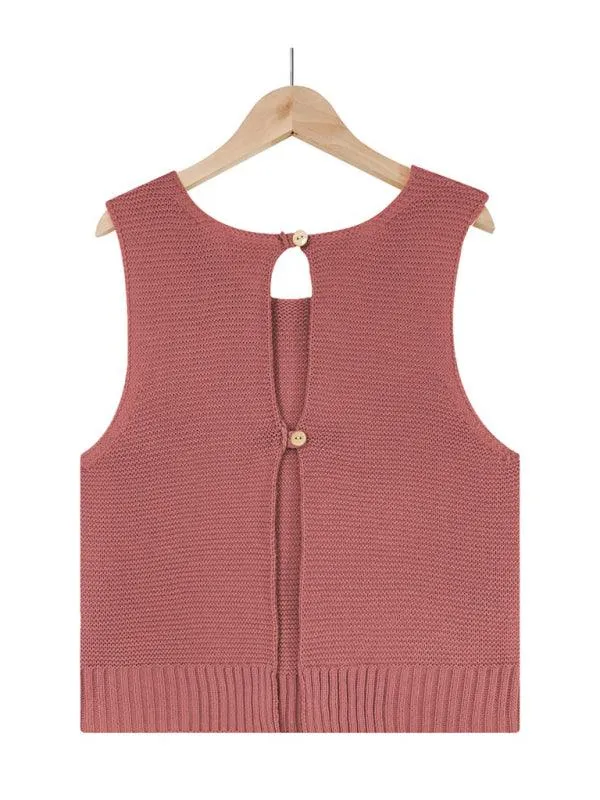 Chic Sleeveless Knit Vest with Elegant Button Details - Women's Essential Top for Spring-Summer