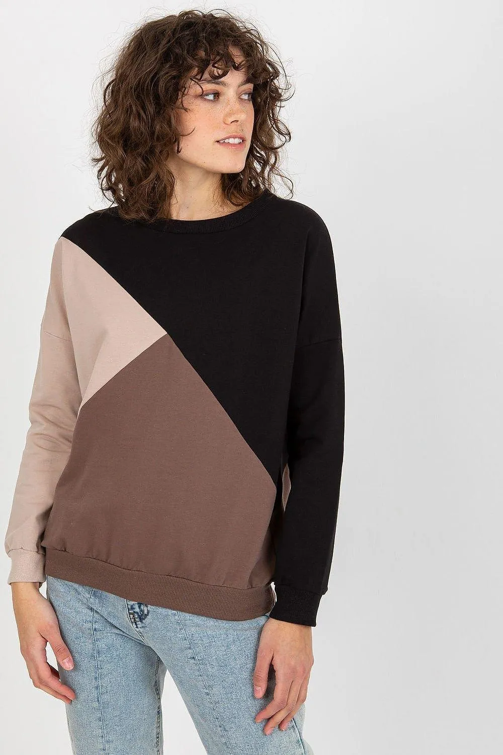 Chic Tri-Color Cotton Blend Pullover