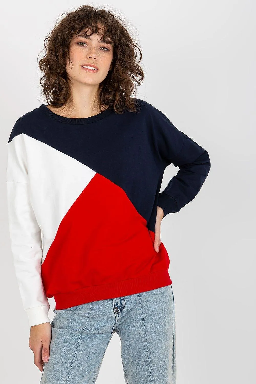 Chic Tri-Color Cotton Blend Pullover