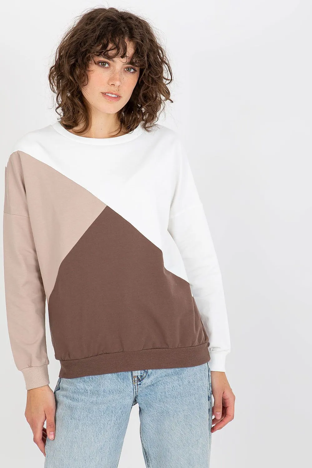 Chic Tri-Color Cotton Blend Pullover