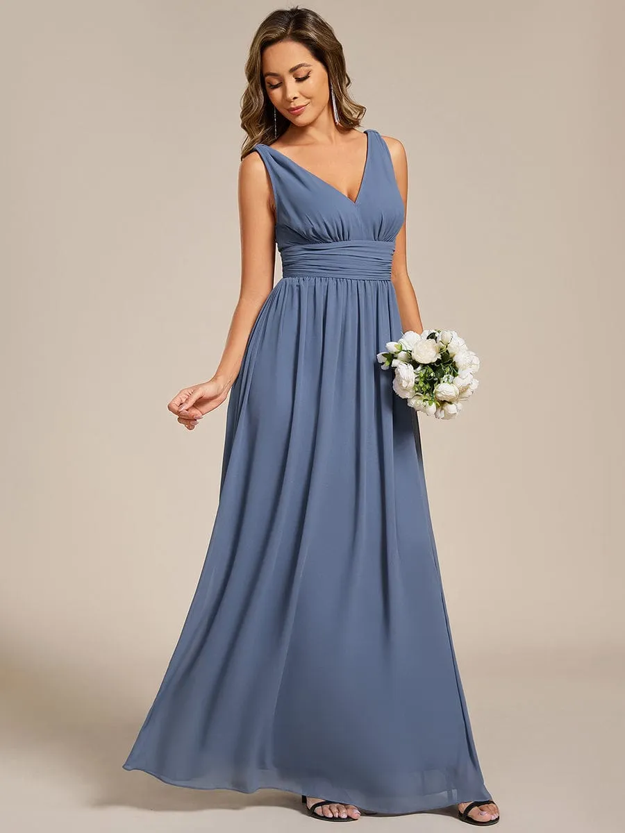 Chiffon Empire Waist Sleeveless Pleated Bridesmaid Dress