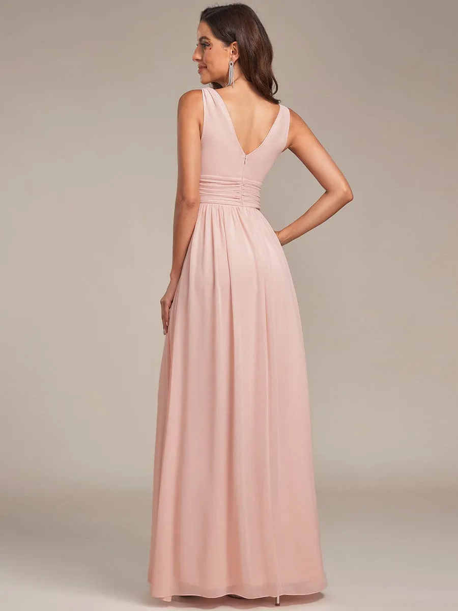 Chiffon Empire Waist Sleeveless Pleated Bridesmaid Dress