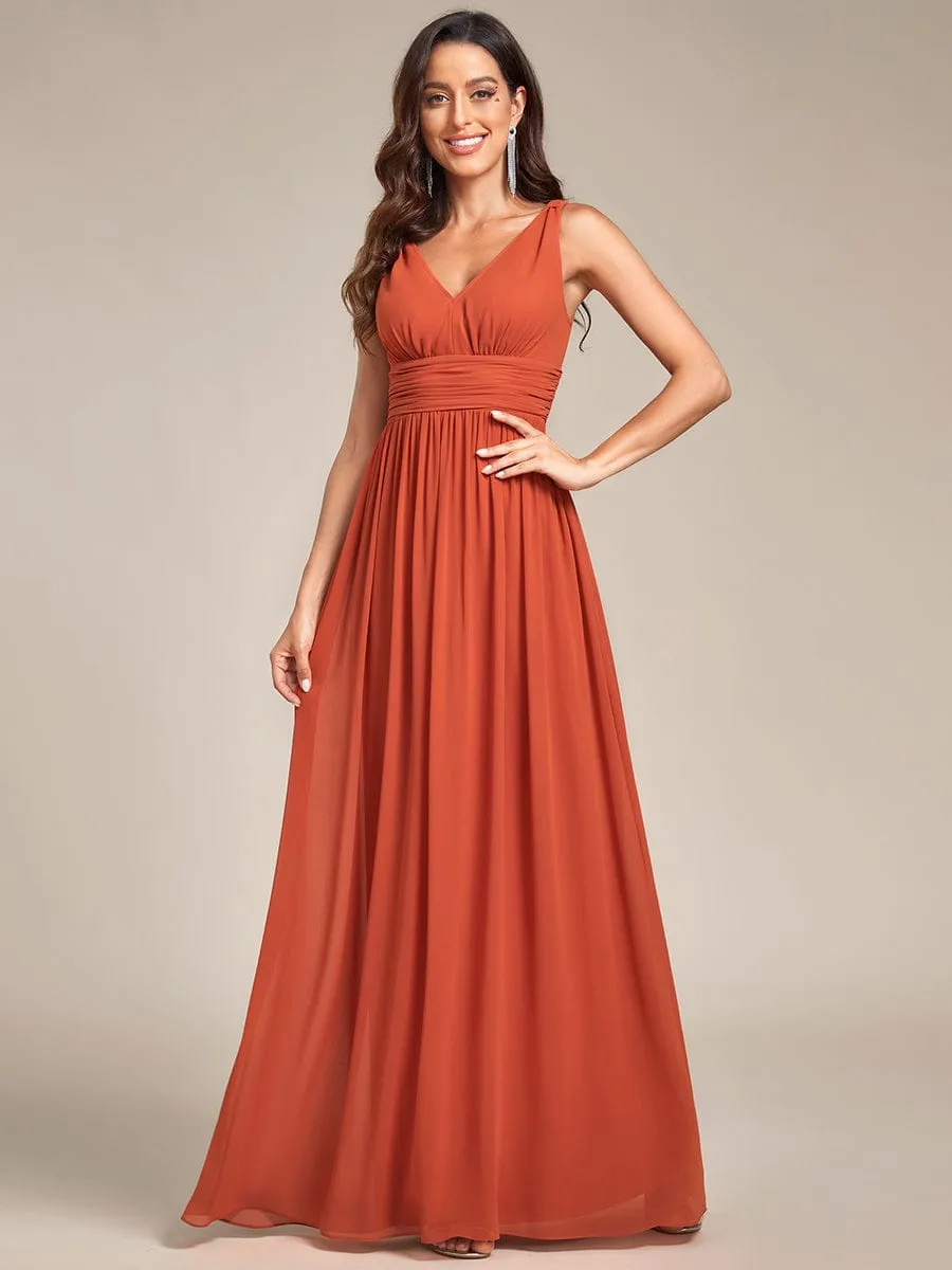 Chiffon Empire Waist Sleeveless Pleated Bridesmaid Dress