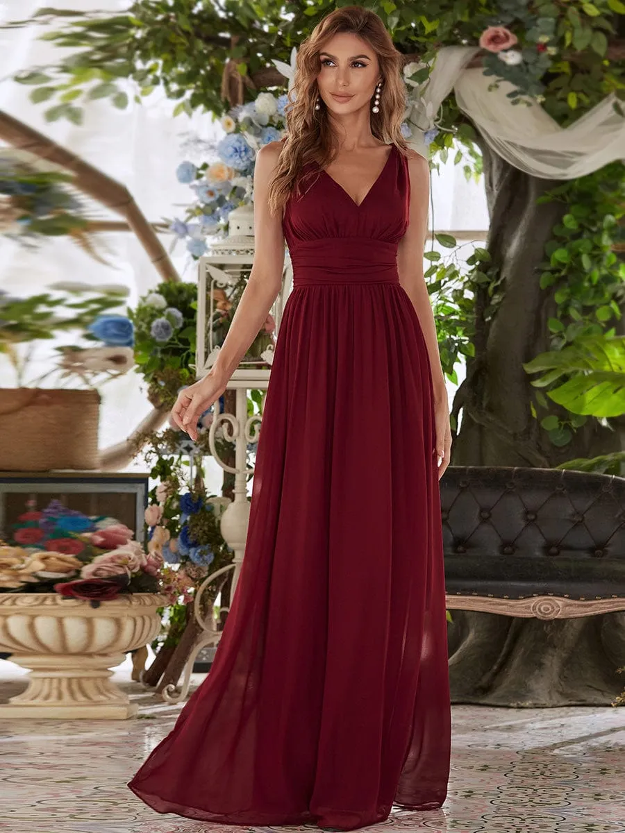 Chiffon Empire Waist Sleeveless Pleated Bridesmaid Dress