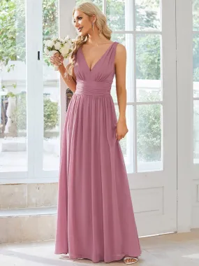 Chiffon Empire Waist Sleeveless Pleated Bridesmaid Dress