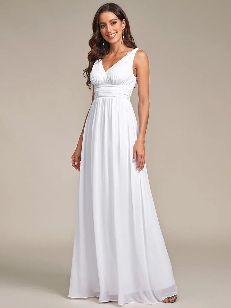 Chiffon Empire Waist Sleeveless Pleated Bridesmaid Dress