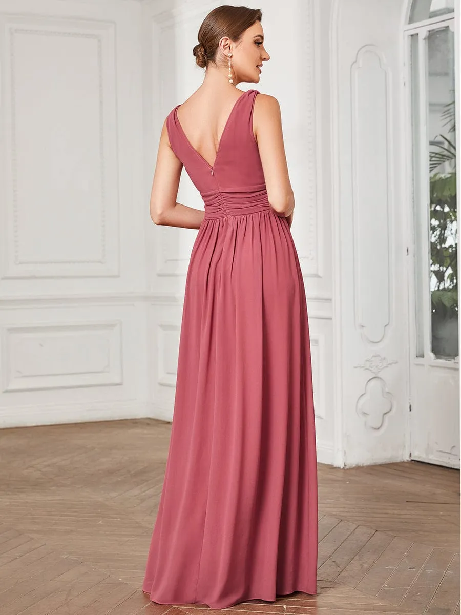 Chiffon Empire Waist Sleeveless Pleated Bridesmaid Dress