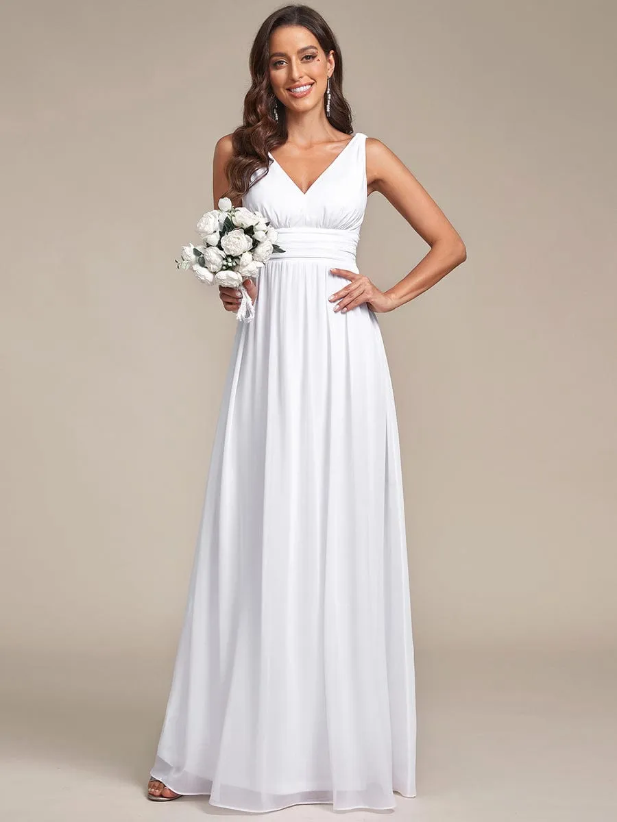 Chiffon Empire Waist Sleeveless Pleated Bridesmaid Dress