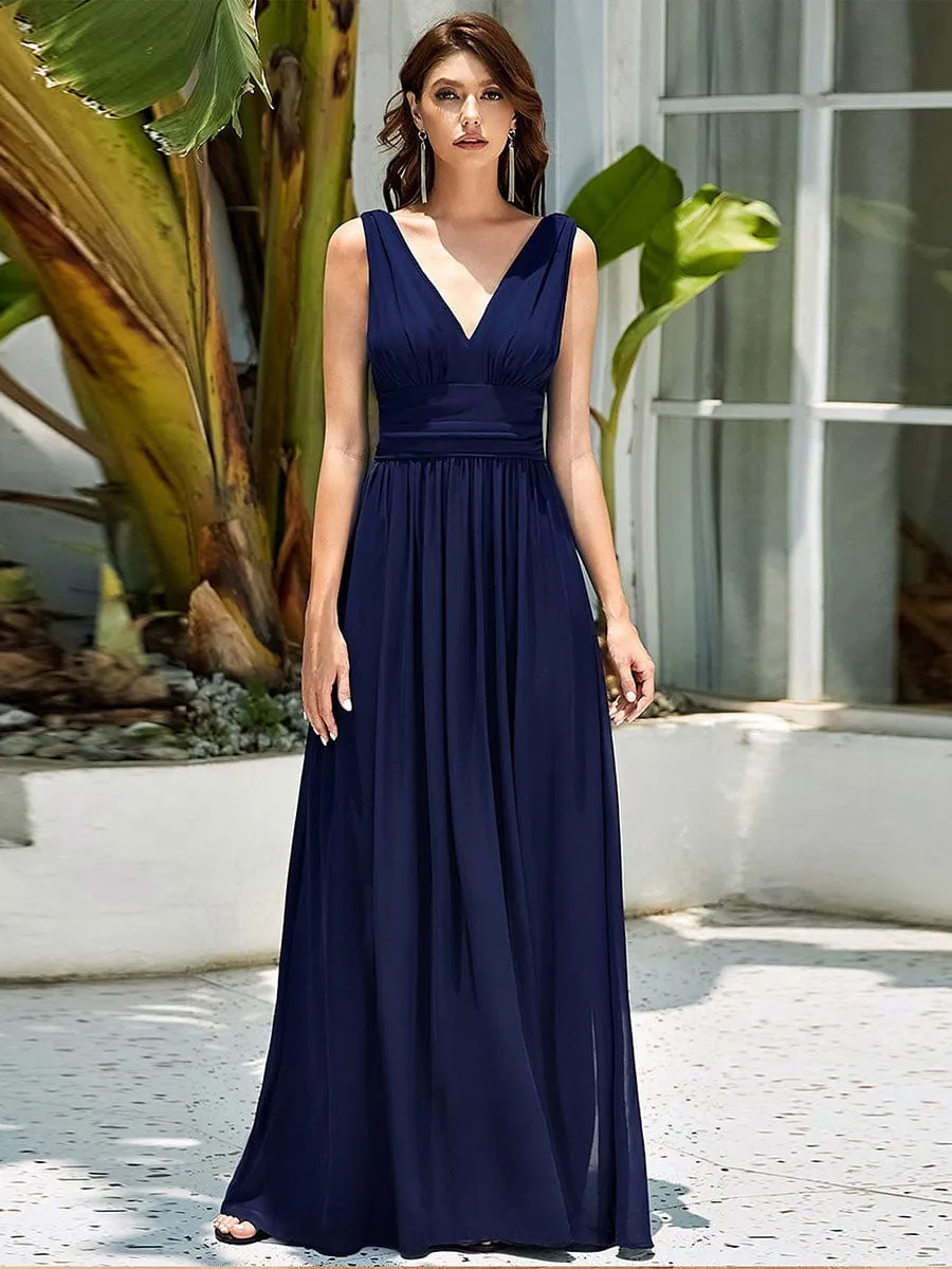 Chiffon Empire Waist Sleeveless Pleated Bridesmaid Dress