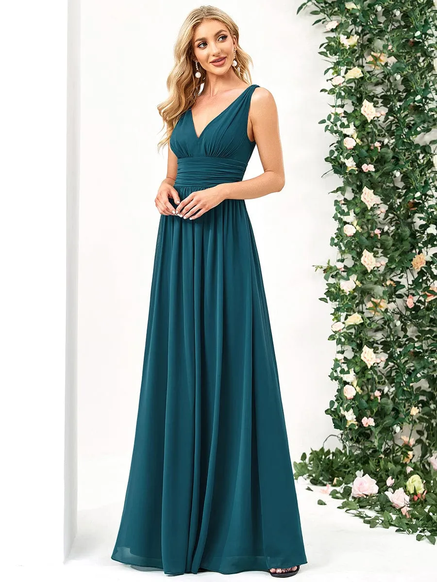 Chiffon Empire Waist Sleeveless Pleated Bridesmaid Dress