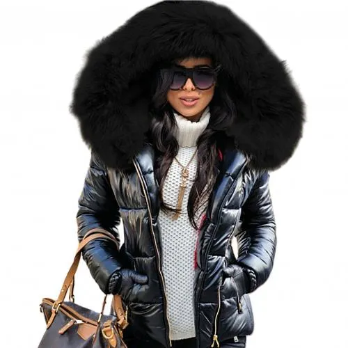 Chloe - Women's Autumn Winter Faux Fur Hood Zipper Warm Down Coat