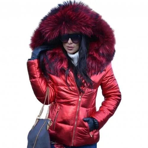 Chloe - Women's Autumn Winter Faux Fur Hood Zipper Warm Down Coat