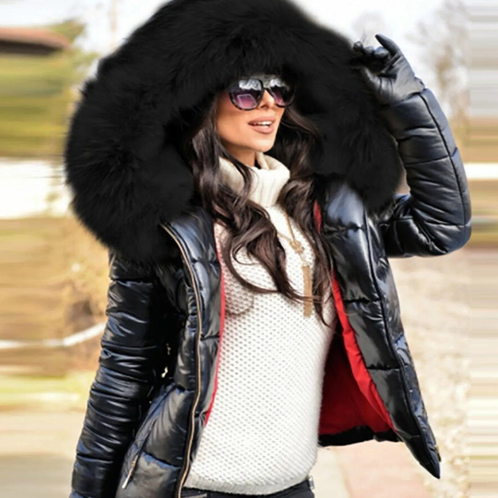 Chloe - Women's Autumn Winter Faux Fur Hood Zipper Warm Down Coat