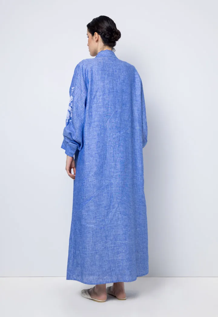 Choice Embroidered Print Kimono Outerwear Blue