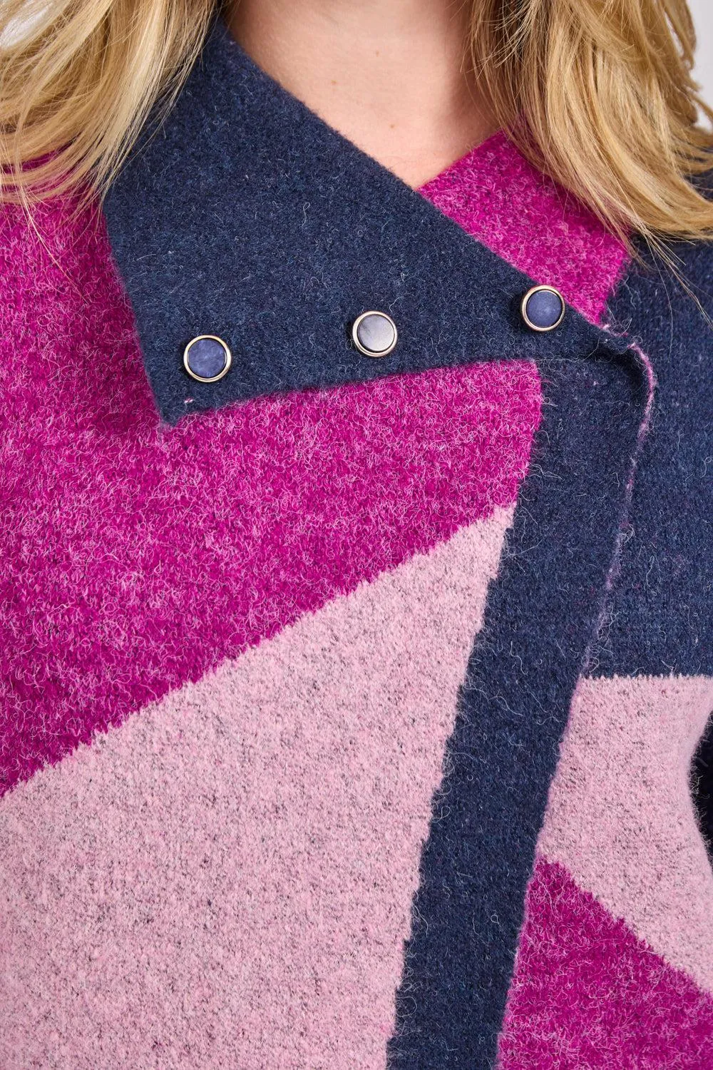 Colour Block Cardigan- Pink