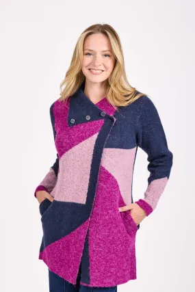 Colour Block Cardigan- Pink