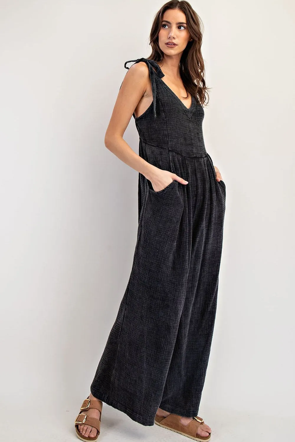 Cotton Gauze Jumpsuit in Black