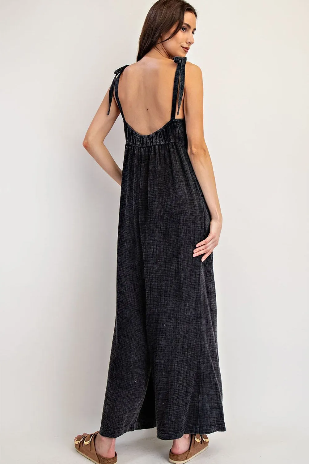 Cotton Gauze Jumpsuit in Black