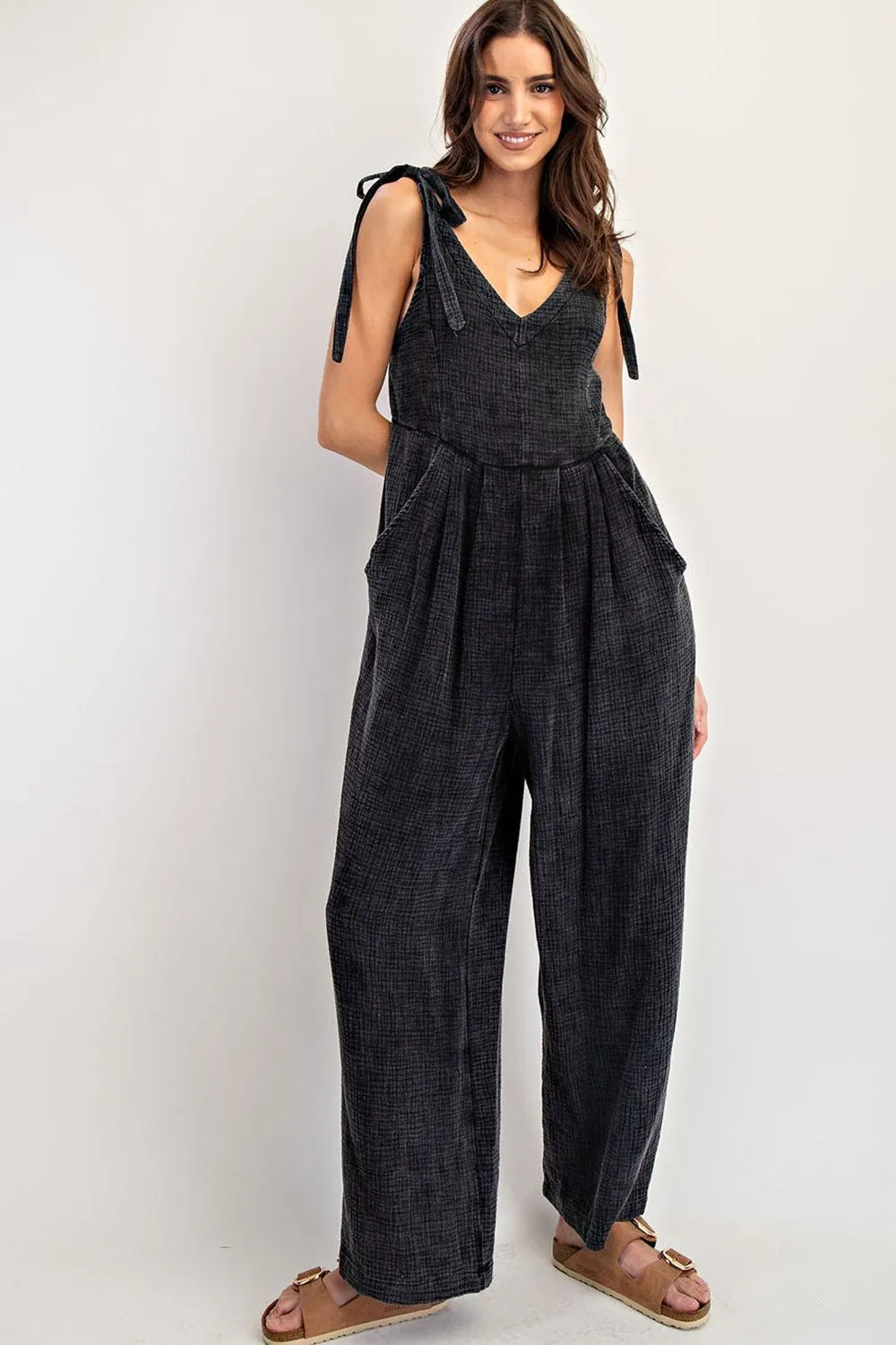 Cotton Gauze Jumpsuit in Black