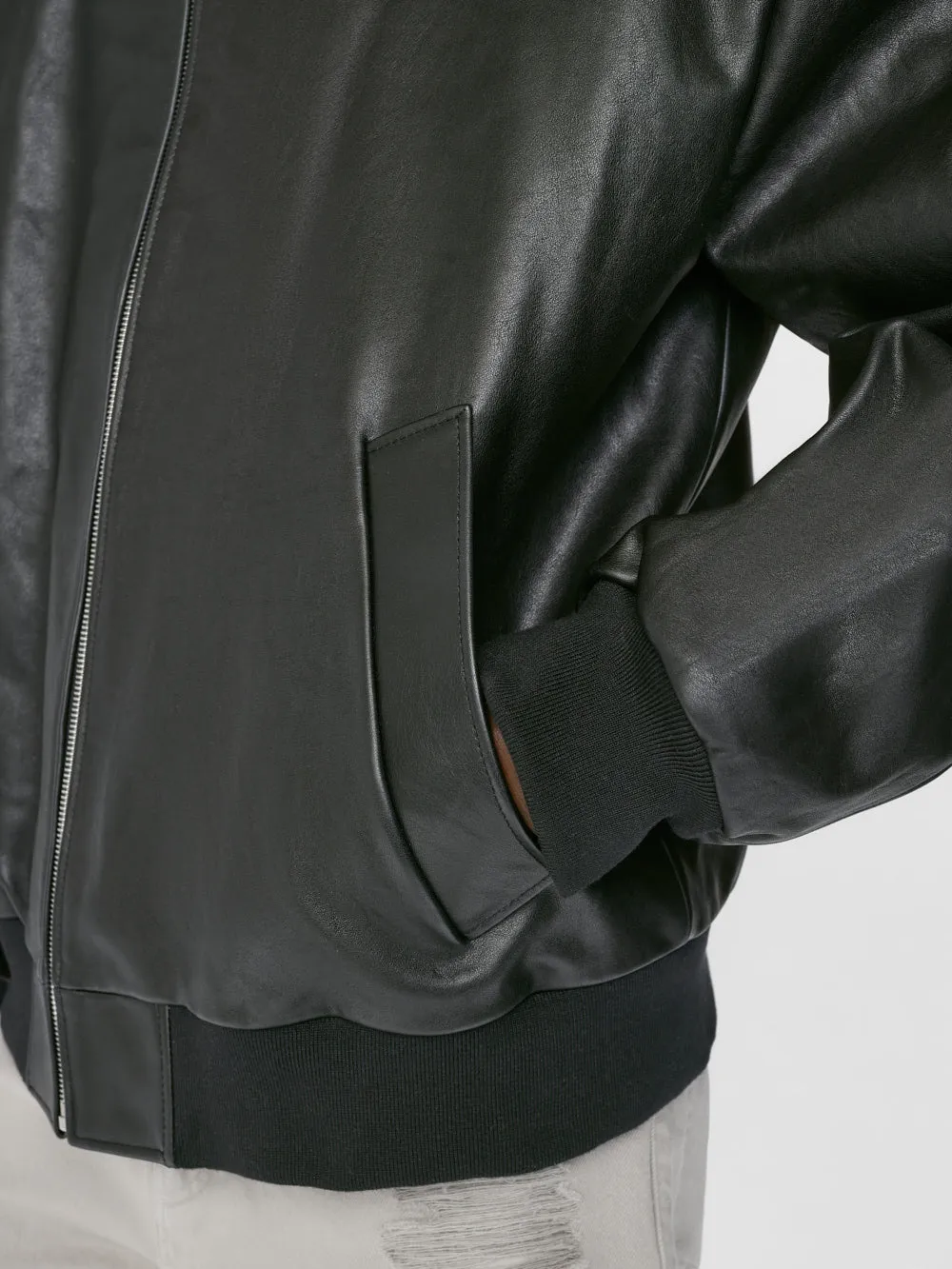 FRAME Logo Leather Blouson -- Noir