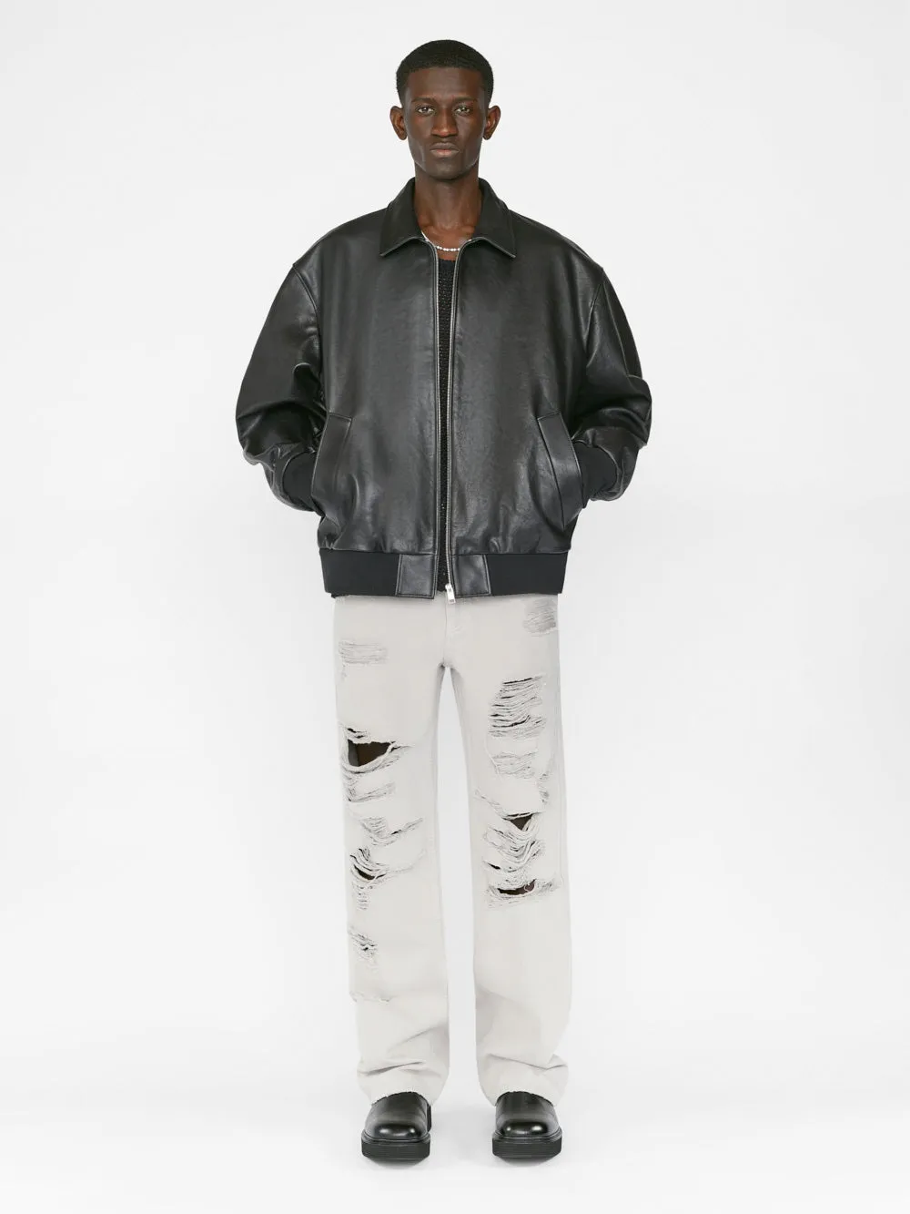 FRAME Logo Leather Blouson -- Noir