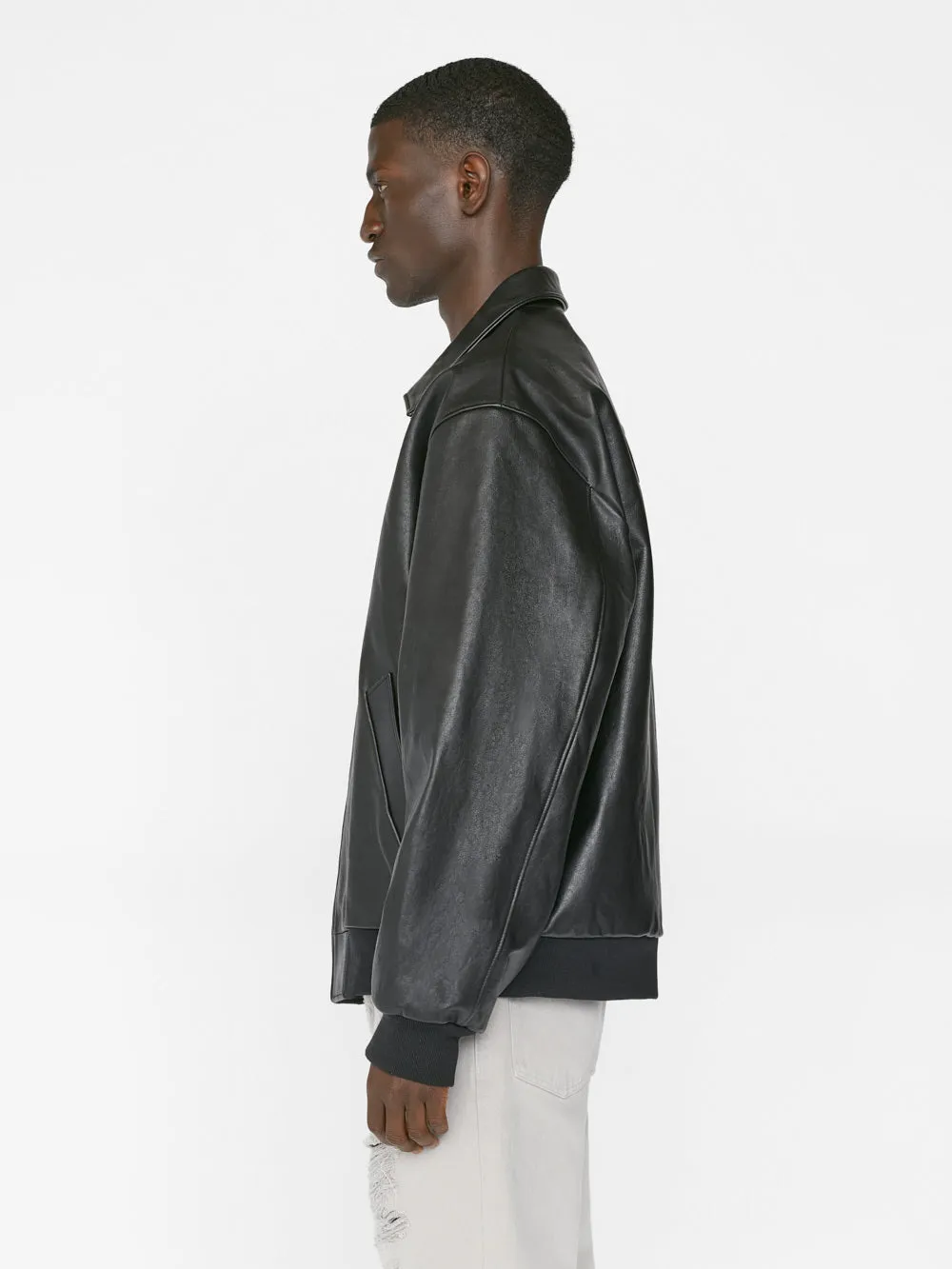 FRAME Logo Leather Blouson -- Noir