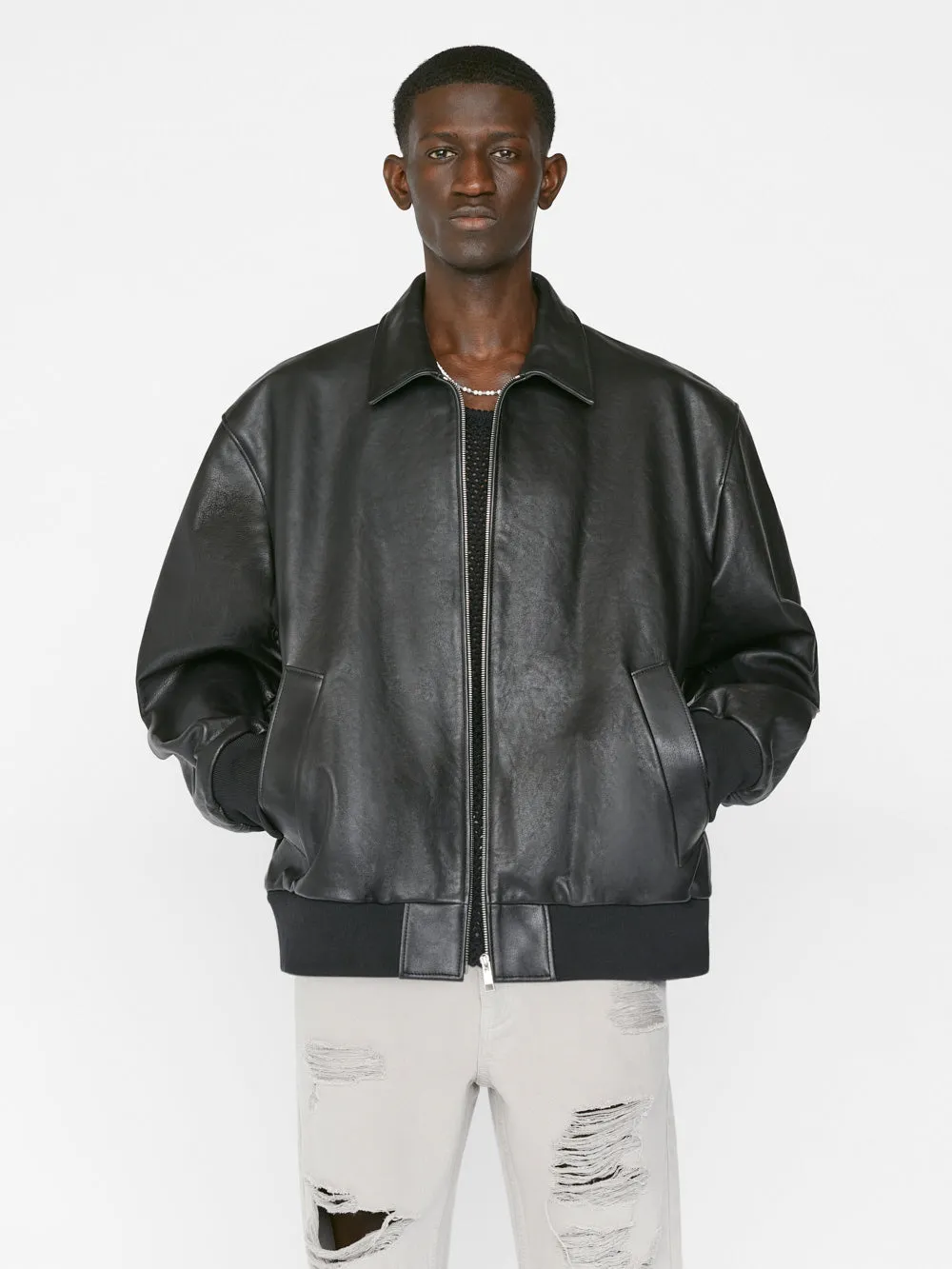 FRAME Logo Leather Blouson -- Noir