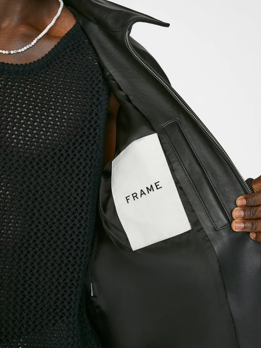 FRAME Logo Leather Blouson -- Noir