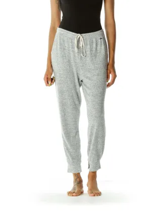 Gray Mottled Drawstring Stretch Comfy Pocketed Joggers