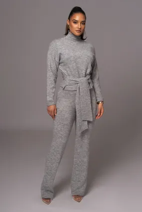 Grey Ivy Sweater Knit Pant Set