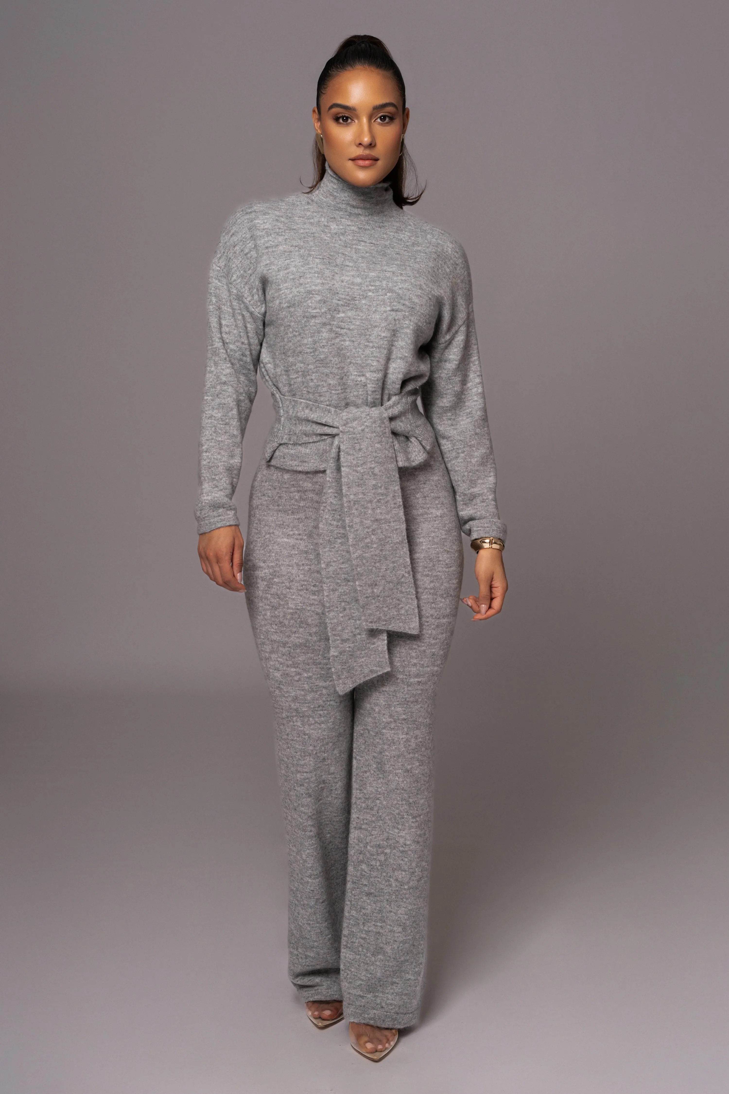 Grey Ivy Sweater Knit Pant Set