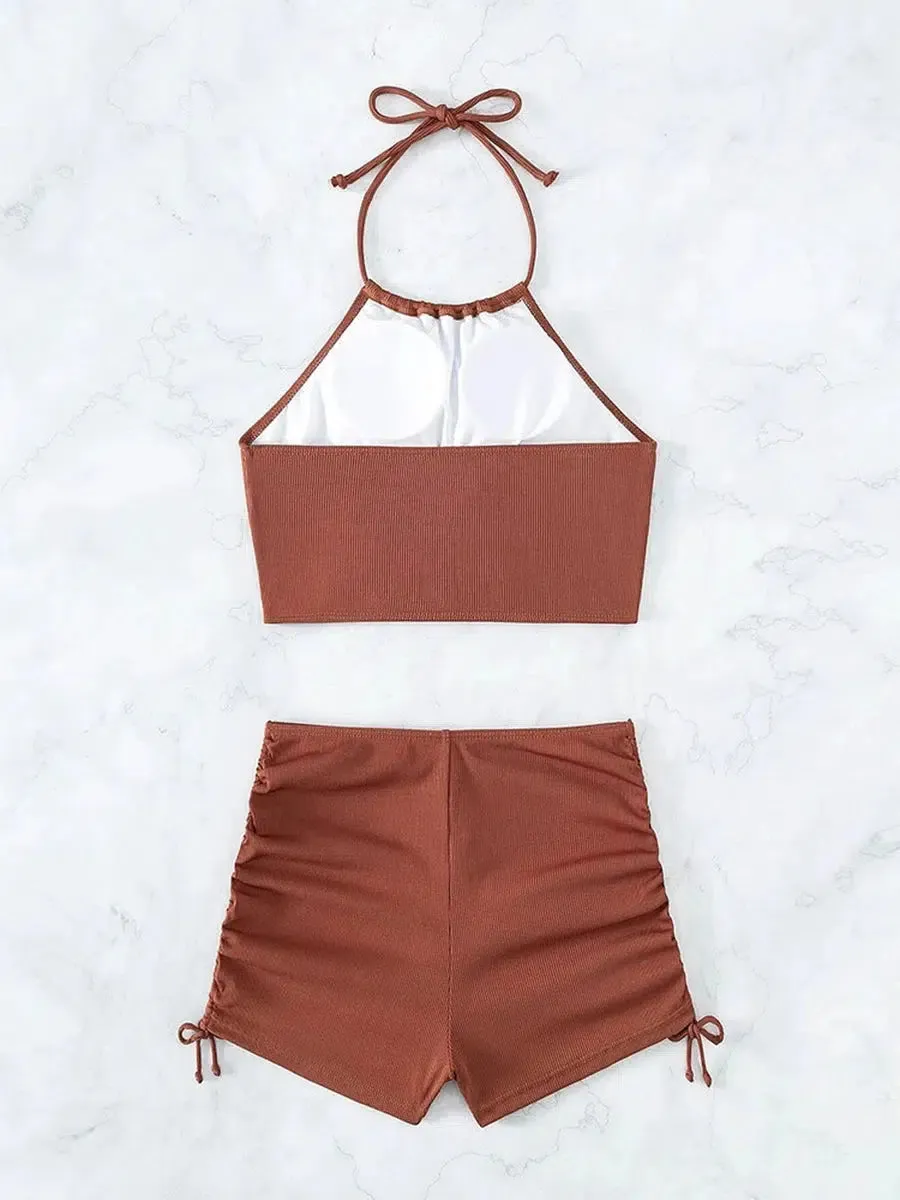 Halter Top & Swim Shorts Bikini Set